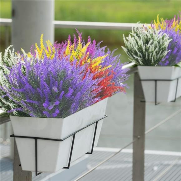 12 Bundles Artificial Lavender Flowers Outdoor UV Resistant Fake Flowers (White) - Picture 6 of 7